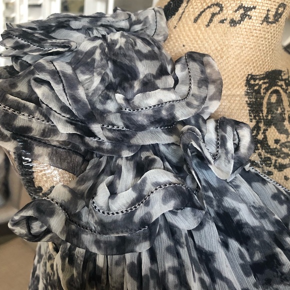 Leon Max Printed One Shoulder Ruffle Dress Silk - Picture 8 of 12